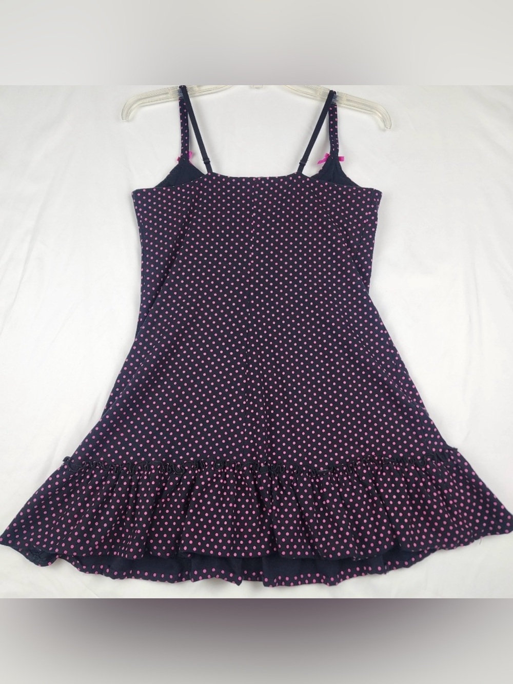 Bestey Johnson Intimate Black and Pink Polka Dot Nighty Adjustable Straps Size M - Picture 3 of 3